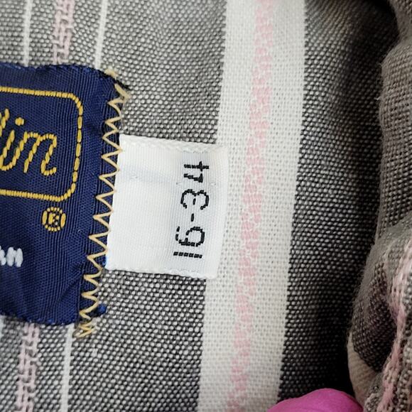 Vintage 90s Panhandle Slim Stripes Shirt M/L 22x30 Gray Pink - Picture 7 of 12